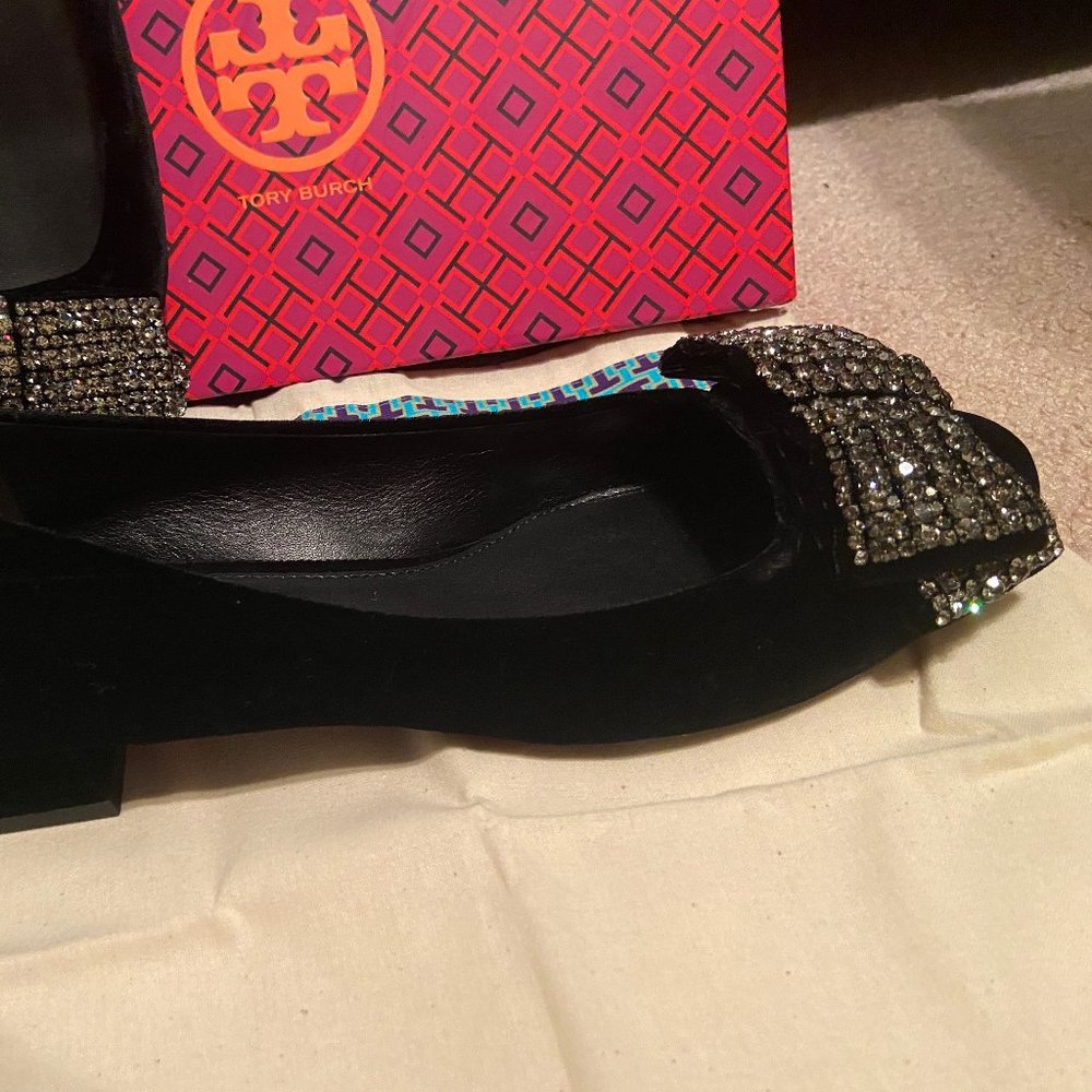 Tory Burch Black Suede Ballet Flats